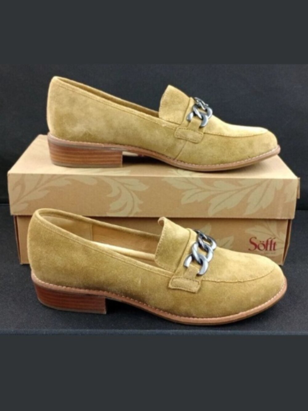 Sofft Nevara Italian Leather Suede Loafer Womens Size 9.5 M Hazelwood Tan